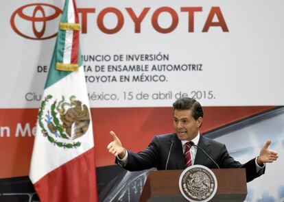 El presidente Enrique Peña Nieto, en el anuncio de la inversión de Toyota.
