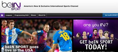 P&aacute;gina web de &#039;beIN Sports&#039; en EE UU.