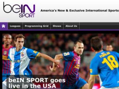 Página web de 'beIN Sports' en EE UU.