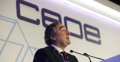 El presidente de la CEOE, Juan Rosell, en la asamblea anual de CEOE