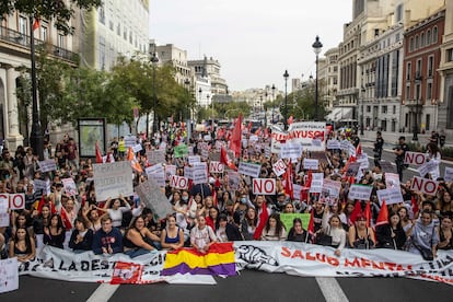 Manifestación de estudiantes en Madrid el pasado octubre para reclamar más inversión pública en salud mental.