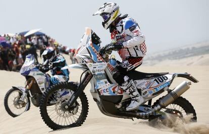 El francés Thomas Bourgin, durante el Dakar 2013.