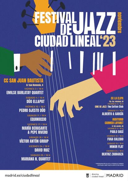 Cartel con la programación del Festival de Jazz de Ciudad Lineal 2023.