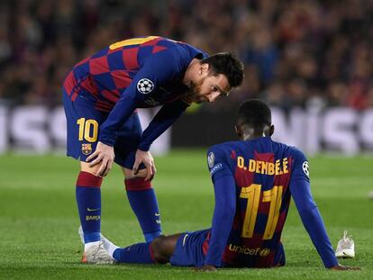 Messi, junto a Dembélé.