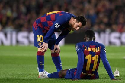 Messi, junto a Dembélé.