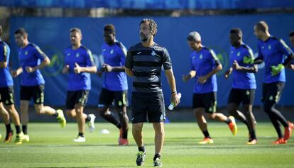 Quique Sánchez Flores, en un entrenamiento del Espanyol.
