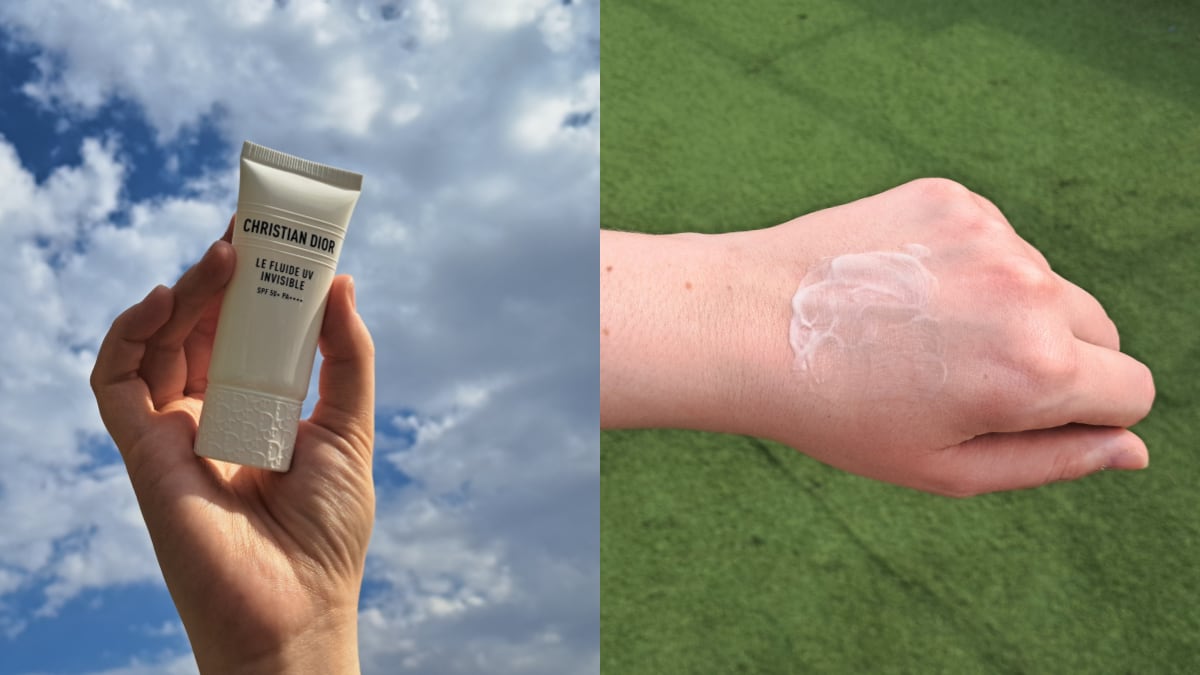 Prueba de textura del protector solar facial de Dior.