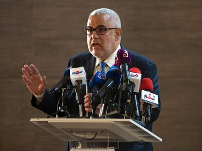 El presidente de Marruecos y secretario general del Partido Justicia y Desarrollo (PJD), durante una conferencia de prensa celebra el 22 de octubre en Sal&eacute;.
 