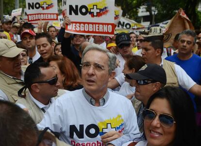 Álvaro Uribe, durante una manifestación en Medellín.