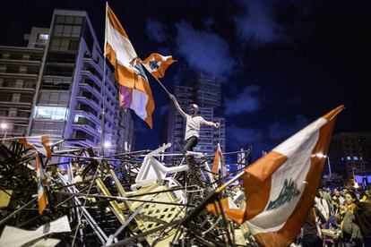 Protestas en Beirut, Líbano, en octubre de 2019. 