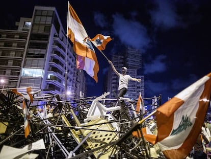 Protestas en Beirut, Líbano, en octubre de 2019.