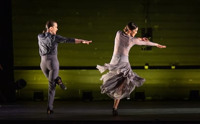 El dúo de bailaores Alfonso Losa (izquierda) y Patricia Guerrero, durante su actuación en el Festival de Jerez.