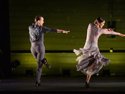 El dúo de bailaores Alfonso Losa (izquierda) y Patricia Guerrero, durante su actuación en el Festival de Jerez.