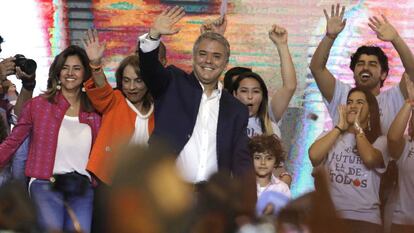 Iván Duque celebra su victoria en las elecciones presidenciales de Colombia.