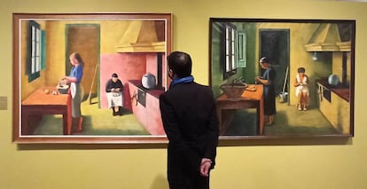 Les dues obres titulades 'La cuina' pintades per Miquel Villà el 1939 i entre 1949-65, respectivament, que es poden veure a l'exposició de Sitges.