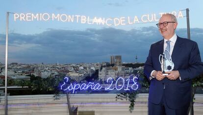 José María Lafuente, tras recibir el Premio Montblanc.