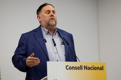 El presidente de ERC, Oriol Junqueras, en un acto de partido el pasado sábado.