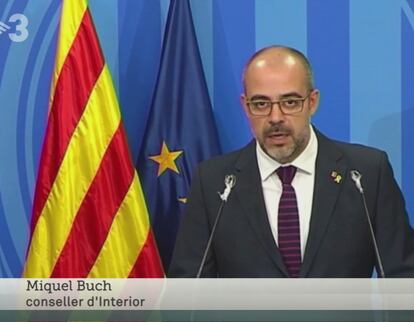 El consejero de Interior de la Generalitat, Miquel Buch, en TV3.
