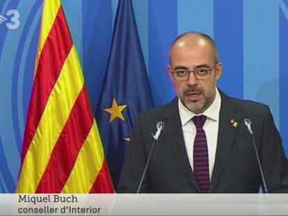 El consejero de Interior de la Generalitat, Miquel Buch, en TV3.