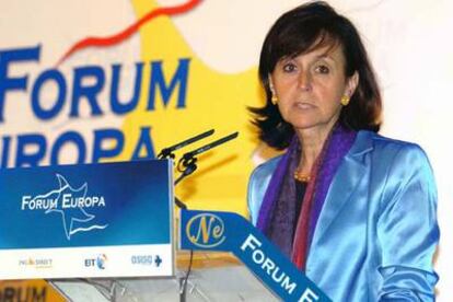 María Emilia Casas, presidenta del Tribunal Constitucional, durante una conferencia que pronunció ayer en Madrid.