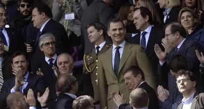 Felipe VI en el estadio José Zorrilla de Valladolid este domingo.