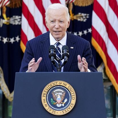 U.S. President Joe Biden delivers remarks on the 2024 election results and the upcoming presidential transition of power, in the Rose Garden of the White House in Washington, U.S., November 7, 2024.  REUTERS/Kevin Lamarque