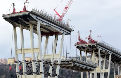 El puente Morandi de Génova (Italia), en una vía gestionada por Autostrade, en una imagen de febrero de 2019.