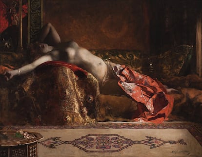 Jean-Joseph Benjamin Constant (1845-1902), La odalisca tumbada, hacia 1870. 

