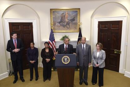 Obama, junto a su equipo de seguridad nacional.