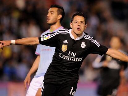 Chicharito celebra el seu segon gol contra el Celta.