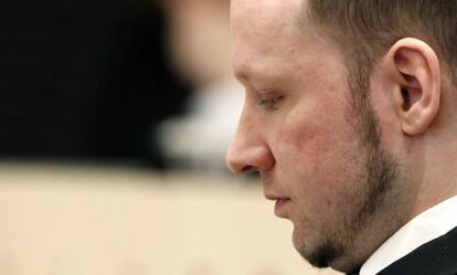 Breivik, durante el trecer d&iacute;a del proceso en Oslo.