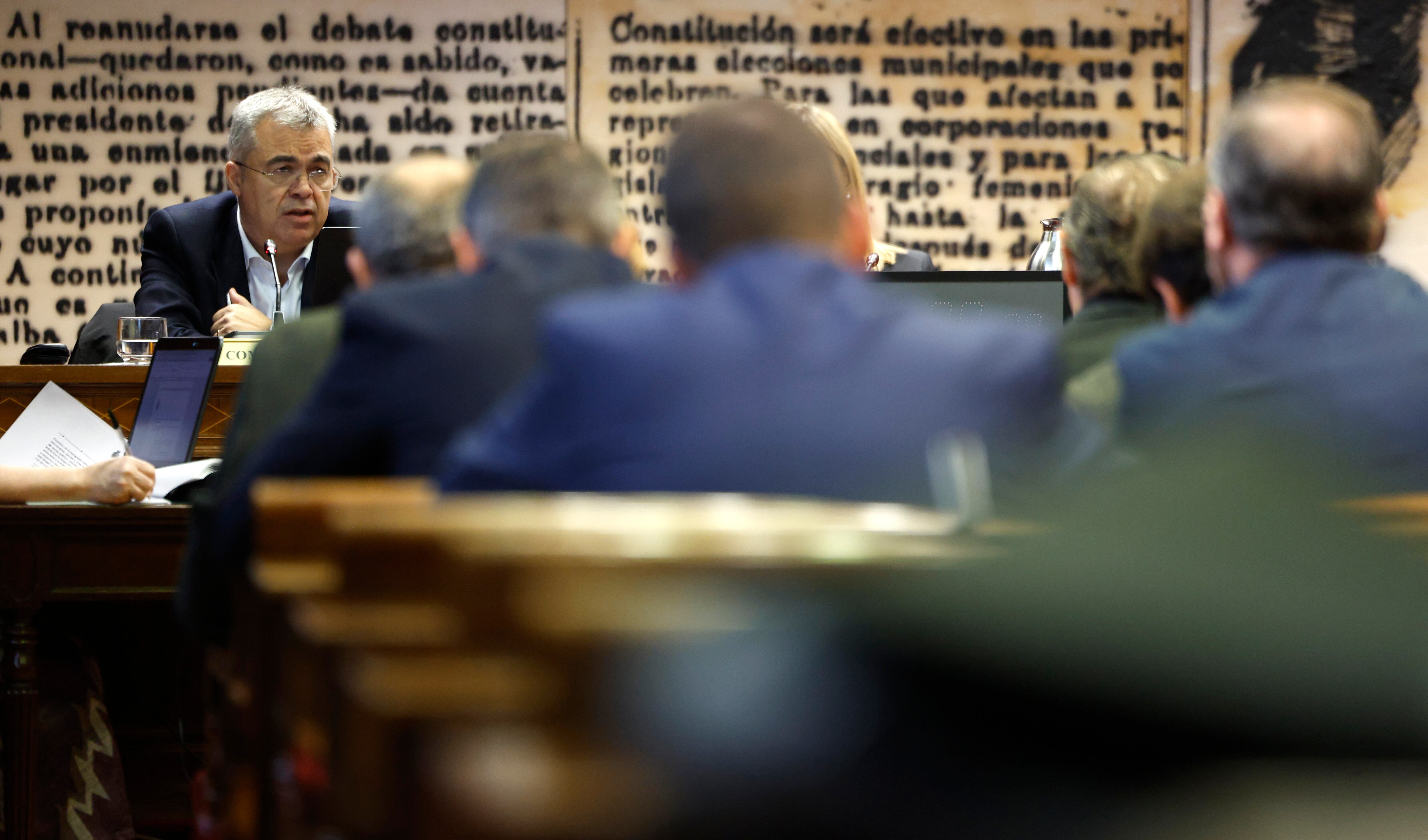 Santos Cerdán, este miércoles durante su comparecencia.