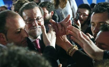 Mitin de Mariano Rajoy en el cierre de campaña en Valencia este viernes.