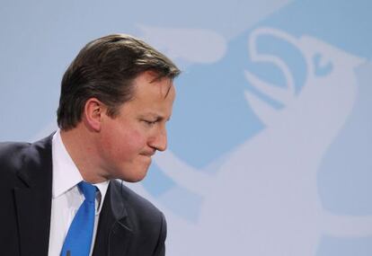 El primer ministro David Cameron tras una reuni&oacute;n en Berl&iacute;n.