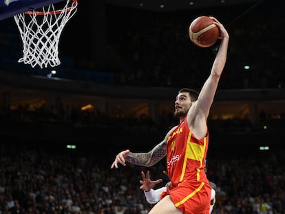 Juancho Hernangomez durante el partido de semifinales contra Alemania.