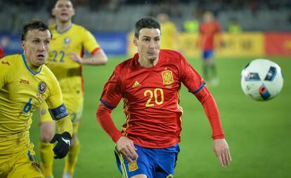 Aduriz en el amistoso ante Rumania.