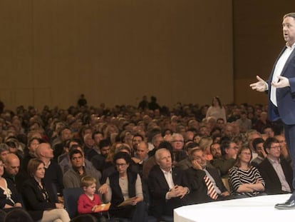 Oriol Junqueras, durant la seva intervenci&oacute; a l&#039;acte.