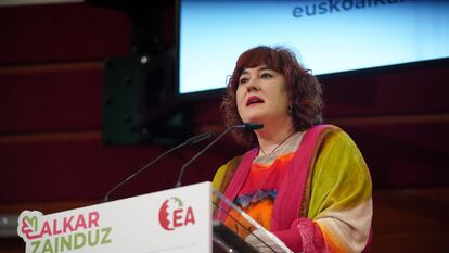 Eba Blanco tras ser reelegida en febrero de 2022 secretaria general de Eusko Alkartasuna.