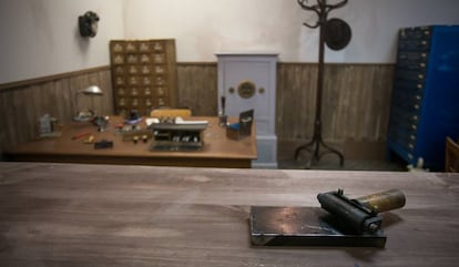 Recreación de una oficina donde se expedían los primeros DNI.