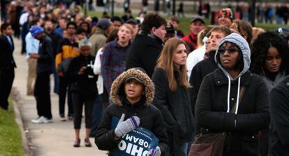 Una cola de votantes en Ohio.