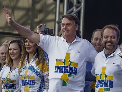 Bolsonaro durante a Marcha para Jesus, nesta quinta. 