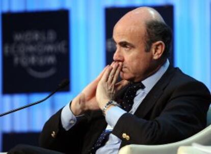 Luis de Guindos, ministro de Economía, durante su participación en el debate El futuro de la eurozona celebrado en Davos.