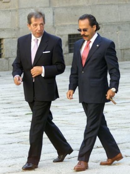 Álvaro Pérez y el ex secretario de Estado de Comunicación Pedro Antonio Martín, en la boda Aznar-Agag.