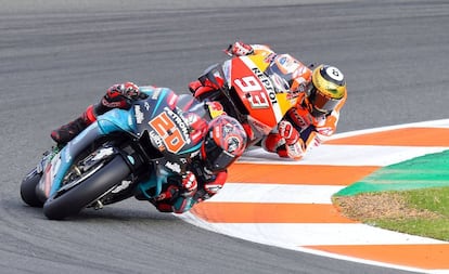 El duelo entre Quartararo (I) y Márquez en el gran premio de Valencia.