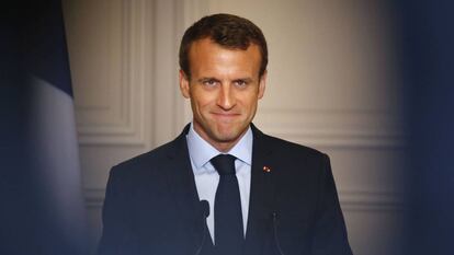 El presidente francés, Emmanuel Macron, este sábado en París.
