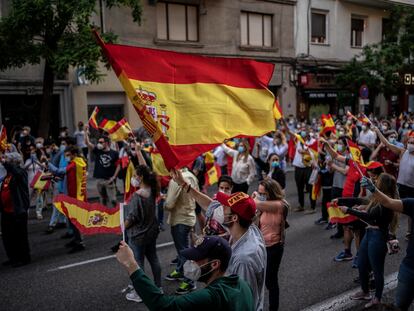 Protesta convocada contra el Gobierno en Madrid, este pasado lunes.