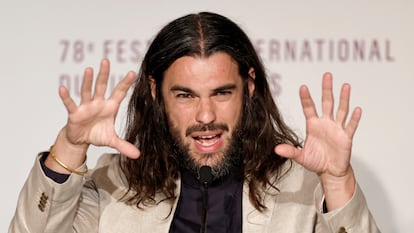 Oliver Laxe, en la rueda de prensa de 'Siràt' el pasado 16 de mayo.