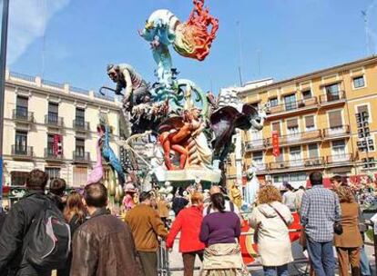 La falla Convento Jerusalén, primer premio de la Sección Especial, ayer por la mañana.