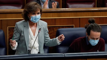 Spain's Deputy PM Carmen Calvo in Congress on Wednesday.