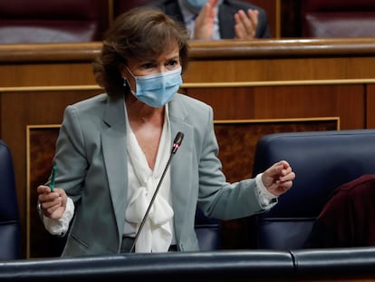 Spain's Deputy PM Carmen Calvo in Congress on Wednesday.